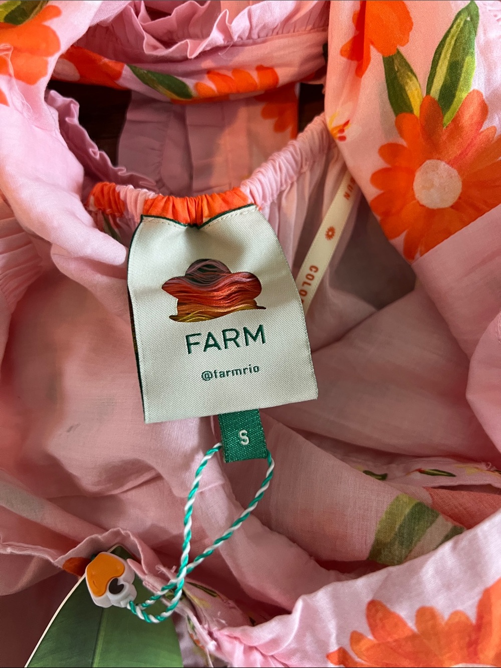 Farm Rio Pink Floral Sundress with Orange Flower Print - Picture 2 of 4